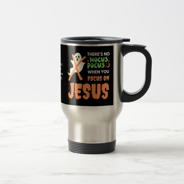 Taza De Viaje Halloween cristiano en NO HOCUS (Derecha)