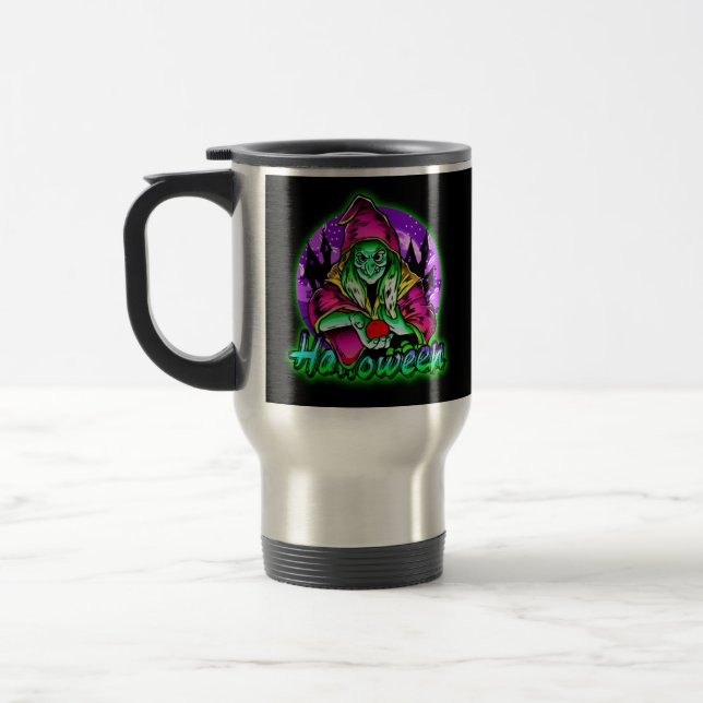 Taza De Viaje Halloween Spooky Green Witch Magic Gorra Apple (Izquierda)