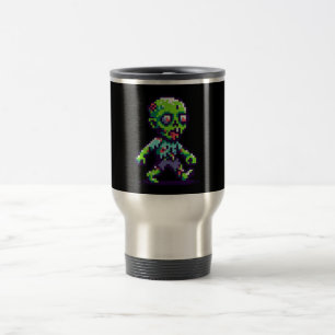Taza De Viaje Halloween zombie divertido de 8 bits
