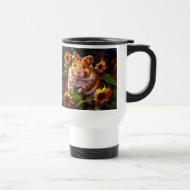 Taza De Viaje Hamster entre girasoles