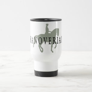 Taza De Viaje HANOVERIAN con el caballo y el jinete del Dressage