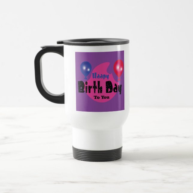 Taza De Viaje Happy Birthday – Colorful Celebration Party Design (Izquierda)