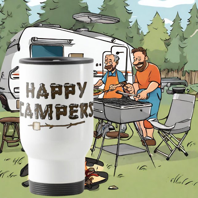 Taza De Viaje Happy Campers divertido barrido de viajes (Subido por el creador)