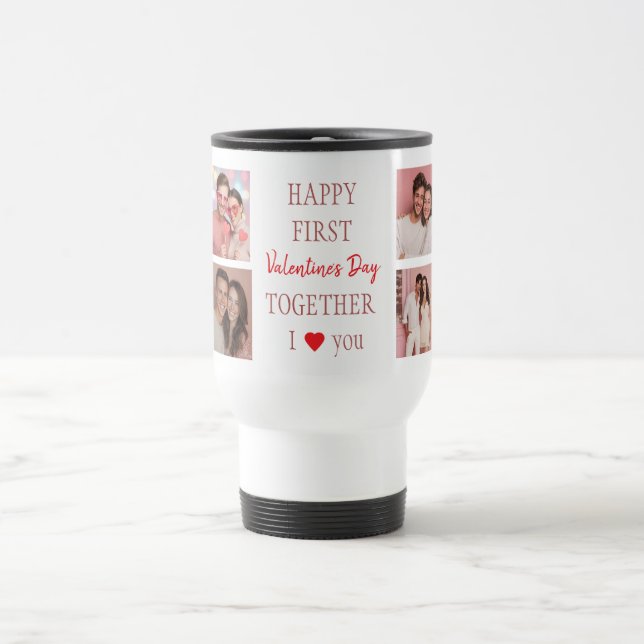 Taza De Viaje Happy First Valentine's Day Custom Travel Mug  (Centro)