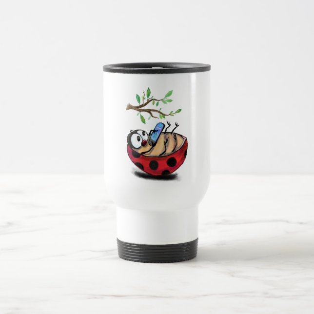 Taza De Viaje Happy Little Ladybug con el teléfono - Dibujo dive (Centro)