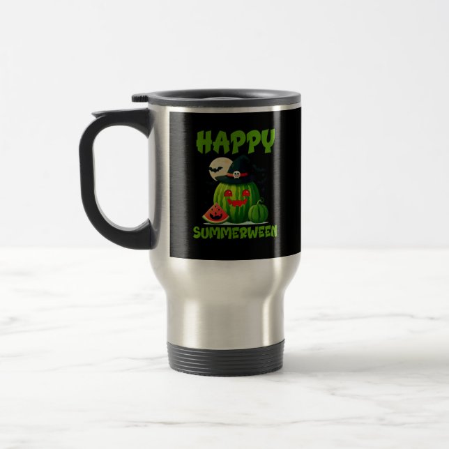 Taza De Viaje Happy Summerween Summer Watermelon Jack-O-Lantern (Izquierda)