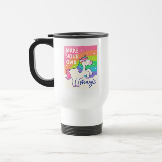Taza De Viaje Haz tu propia magia | Cute unicornio (Izquierda)
