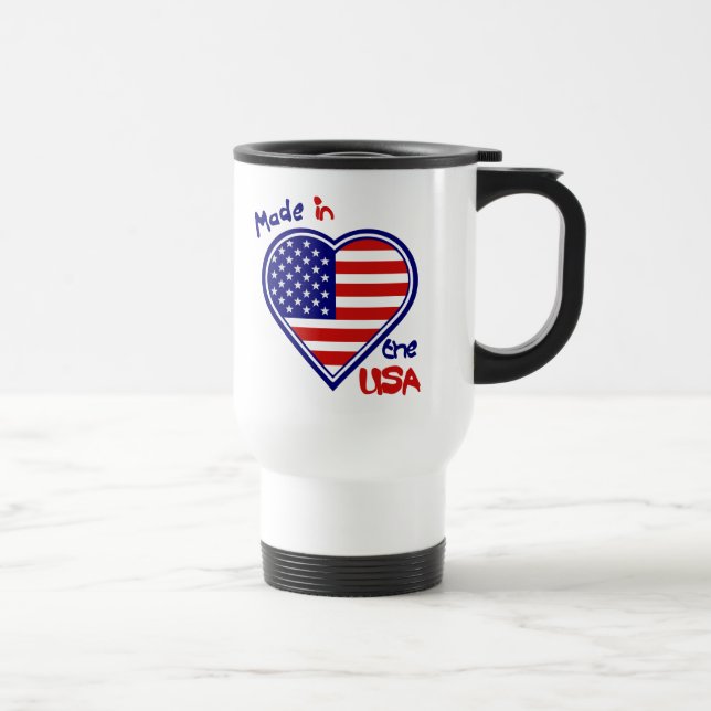 Taza De Viaje Hecho en USA Heart Flag Travel Mug (Derecha)