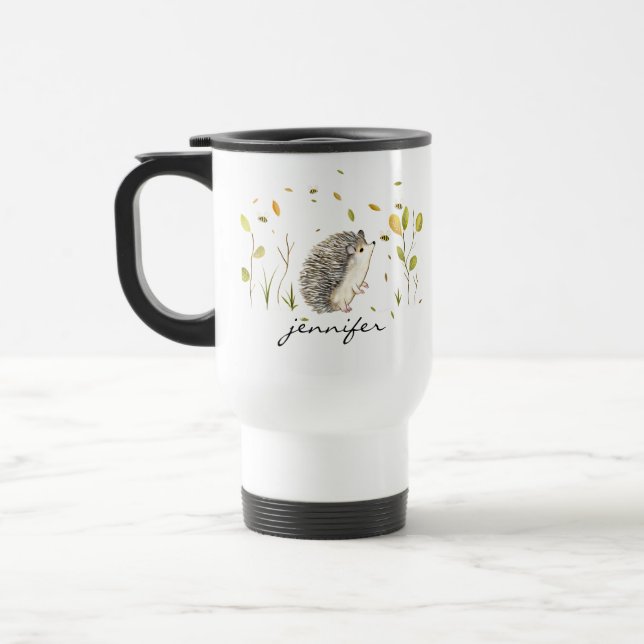 Taza De Viaje Hedgehog y abejas Mug de viaje personalizado (Izquierda)