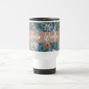 Taza De Viaje Hello Winter Pines & Flowers
