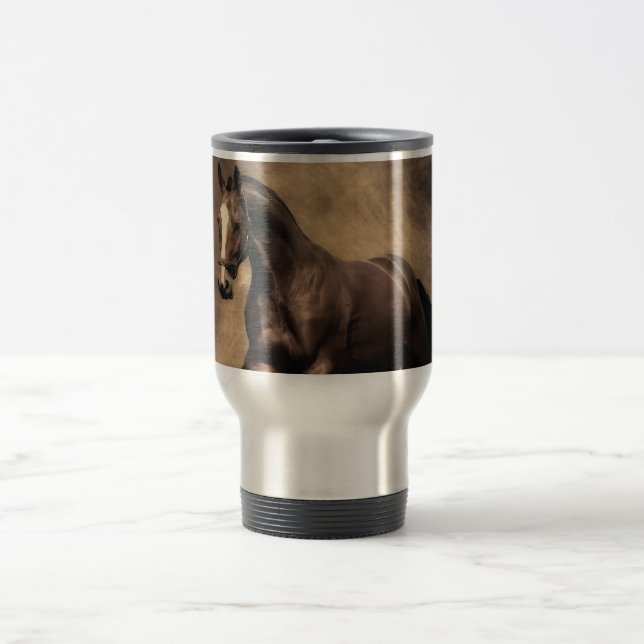 Taza De Viaje Hermosa almohada de caballo marrón (Centro)