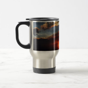 Taza De Viaje hermosa foto de puesta de sol con humo