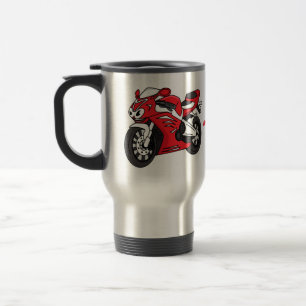 Taza De Viaje Hermosa motocicleta deportiva roja de dibujos anim