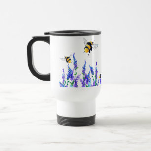 Taza De Viaje Hermosas flores de primavera y abejas volando