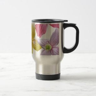 Taza De Viaje Hermosas flores rosas, azules, violetas y amarilla