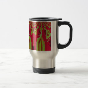 Taza De Viaje Hermoso arte tribal africano rojo y amarillo
