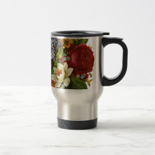 Taza De Viaje Hermoso Bouquet Romántico de Verano con Rosa Roja