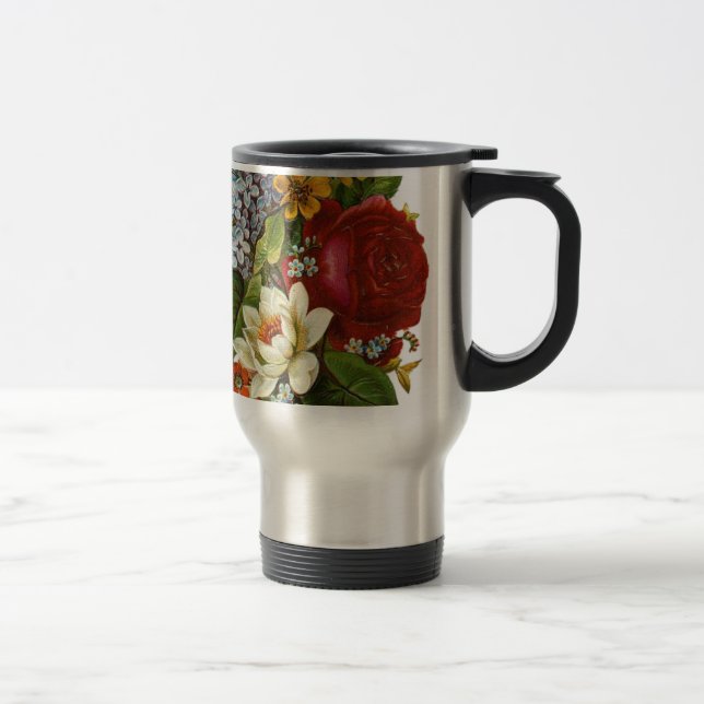 Taza De Viaje Hermoso Bouquet Romántico de Verano con Rosa Roja (Derecha)