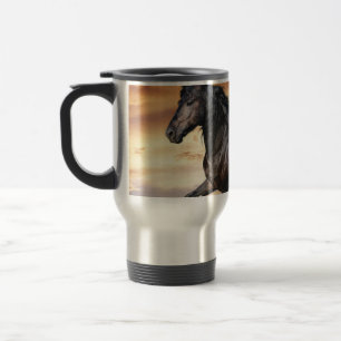 Taza De Viaje Hermoso caballo negro