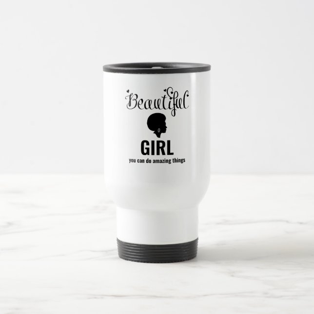 Taza De Viaje Hermoso Chica Inspirador Afro Mug (Centro)