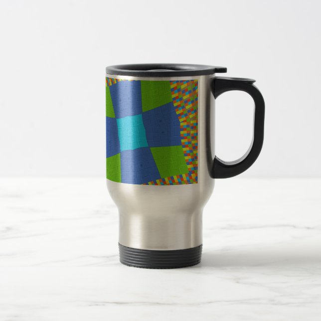 Taza De Viaje Hermoso diseño de impresión de arte azul verde azu (Derecha)