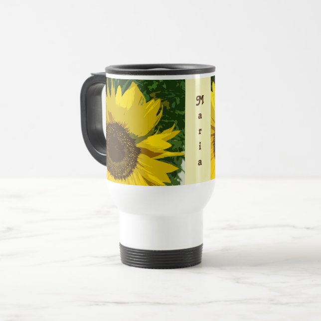 Taza De Viaje Hermoso girasol artístico floral amarillo brillant (Anverso izquierdo)