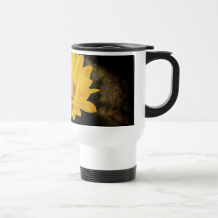Taza De Viaje Hermoso Girasol con Fondo Marrón Oscuro