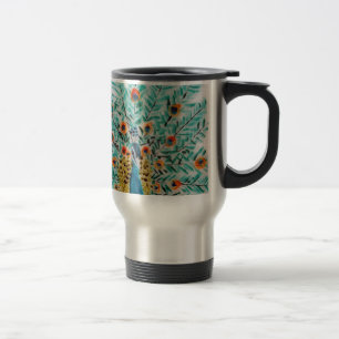 Taza De Viaje Hermoso Peafowl Emerald Green Turquoise Peacock