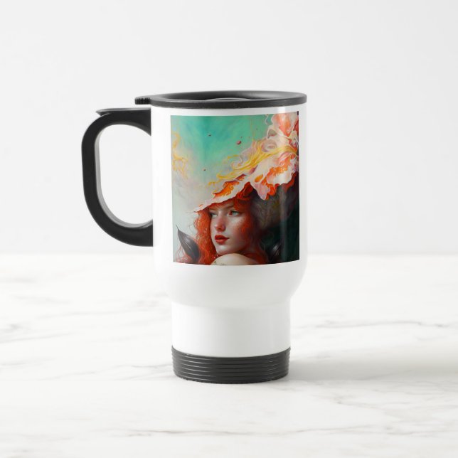 Taza De Viaje Hermoso resumen artístico Chica Red Haired Ginger (Izquierda)