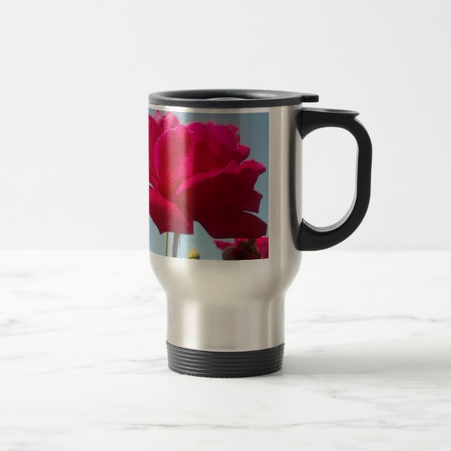 Taza De Viaje Hermoso Rosa Celestial Rojo Contra Azul (Derecha)