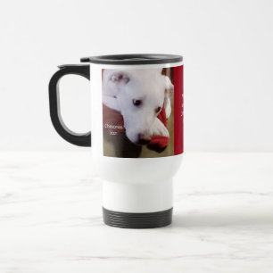 Taza De Viaje Hermosos Navidades rojos de perro con pipa blanca