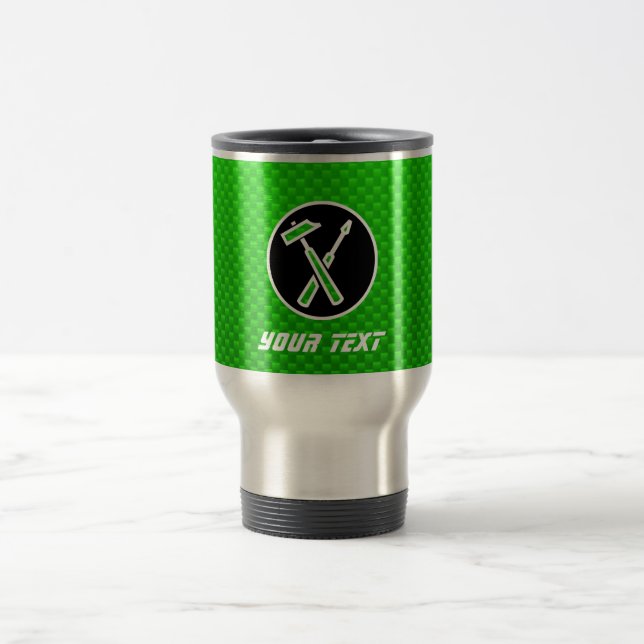 Taza De Viaje Herramientas verdes del carpintero (Centro)
