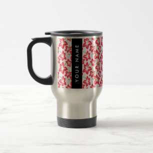Taza De Viaje Hibisco Rojo, Flores Rojas, Tu Nombre