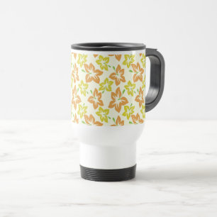 Taza De Viaje Hibiscus amarillo, Hibiscus Naranja, patrón floral