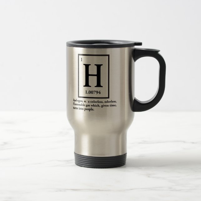 Taza De Viaje hidrógeno - un gas que da vuelta en gente (Derecha)