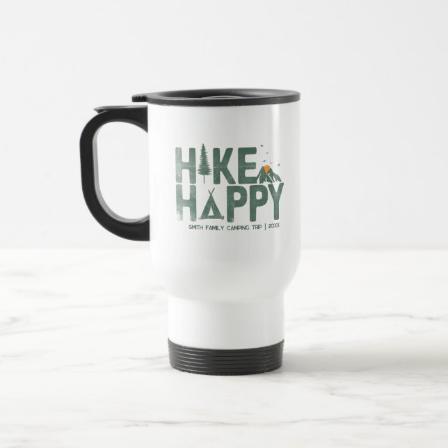 Taza De Viaje Hike Happy Camper Hiker Senking Family personaliza (Izquierda)