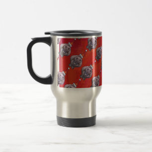 Taza De Viaje Hipo lindo en patrón de Santa Hat en rojo