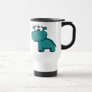Taza De Viaje Hipopótamo feliz azul