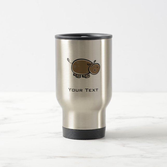 Taza De Viaje Hipopótamo lindo; Metal-mirada (Centro)