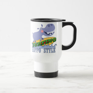 Taza De Viaje Hippopotamus de la persona que practica surf