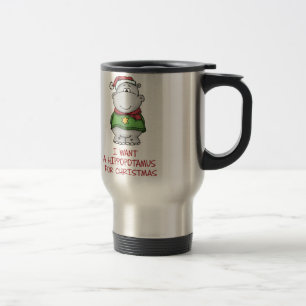 Taza De Viaje Hippopotamus para el navidad - diseño lindo del