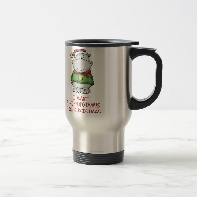 Taza De Viaje Hippopotamus para el navidad - diseño lindo del (Derecha)