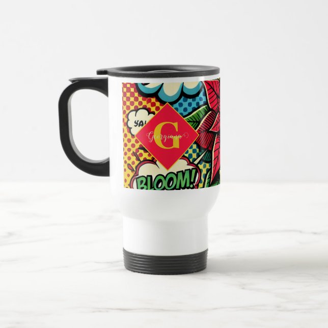 Taza De Viaje Historieta retro personalizada libro pop arte Poin (Izquierda)