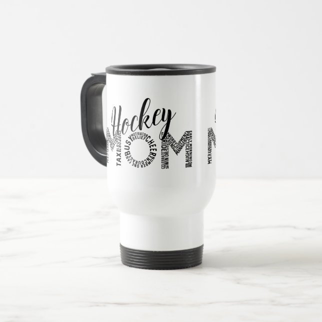 Taza De Viaje Hockey Mamá Word Art (Anverso izquierdo)