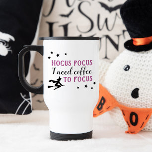 Taza De Viaje Hocus foco en Halloween morado y negro moderno