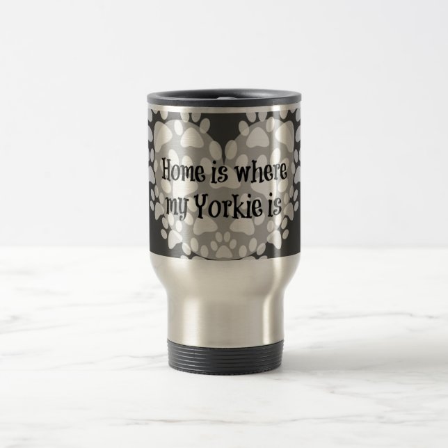Taza De Viaje Hogar es donde mi Yorkie es citado (Centro)