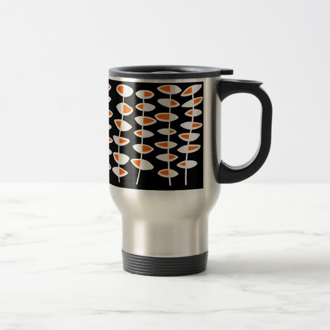 Taza De Viaje Hoja alterna - Blanco y Naranja en negro (Derecha)