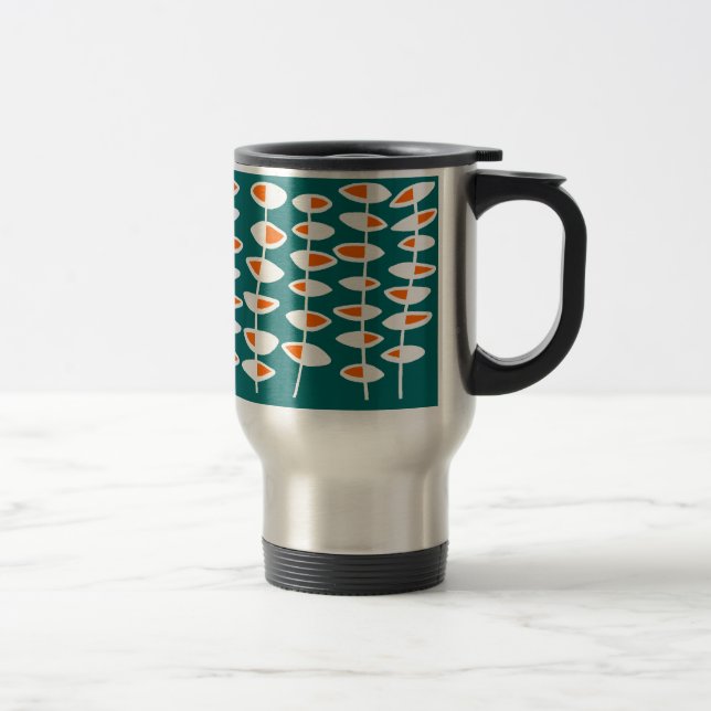 Taza De Viaje Hoja alterna - Blanco y Naranja en Verde azulada 0 (Derecha)