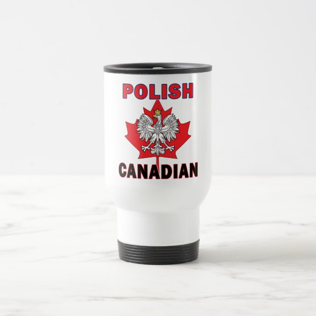 Taza De Viaje Hoja de águila canadiense polaca (Centro)