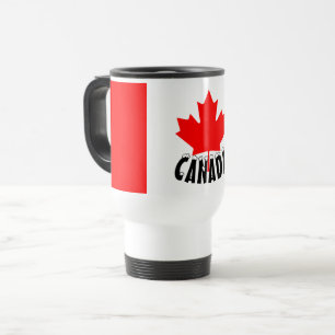 Taza De Viaje Hoja de Arce Roja Brillante Bandera de Canadá